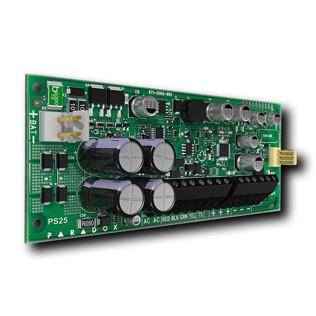 Carte alimentation supervisée PARADOX PS25 - Vue 45° gauche